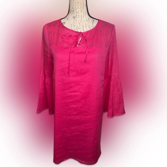 Dresses & Skirts - Bright Fuchsia Tie-Neck Shift Dress